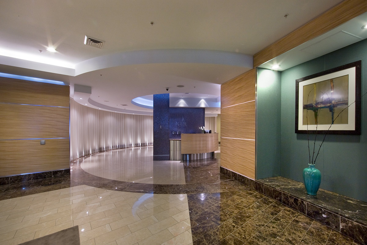 Interior design lobby view at the Allure condo Las Vegas.