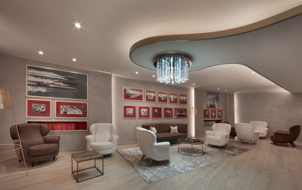 Interior design view of Brickell Flatiron lounge in downtown Miami.