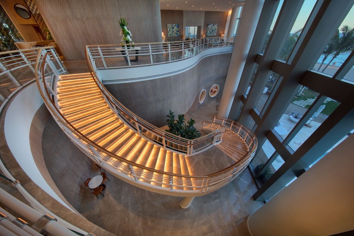 Lobby staircase of the Ritz Carlton Residences in Sunny Isles Beach, FL