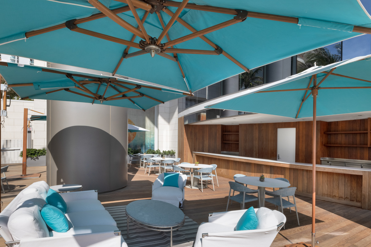Outdoor pool bar of the Ritz Carlton Residences in Sunny Isles Beach, FL