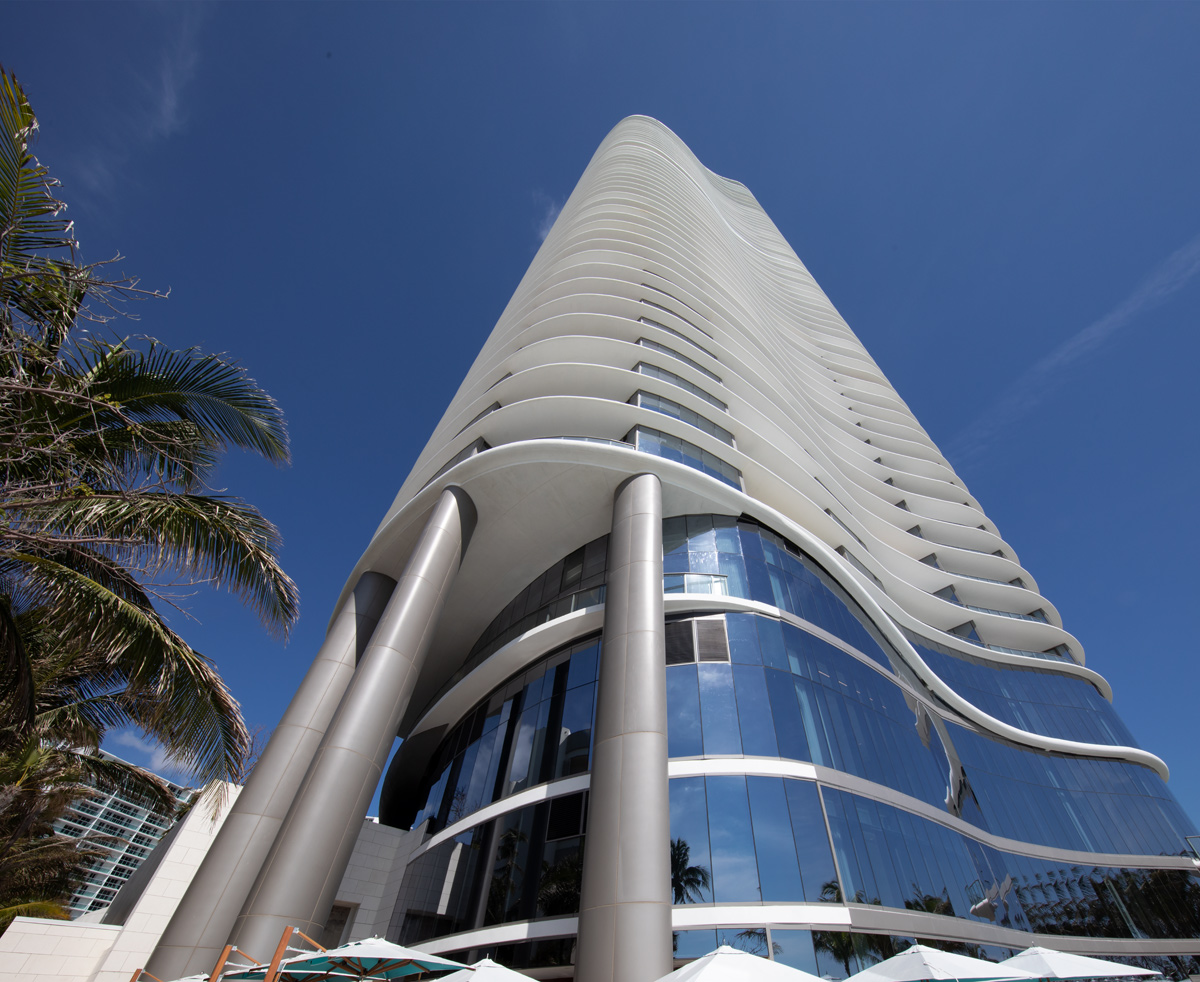 Architectural view of the Ritz Carlton Residences in Sunny Isles Beach, FL