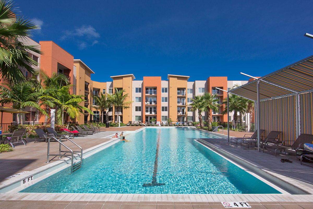 Architectural pool view at the Alta Congress Luxury Rentals - Delray Beach, FL