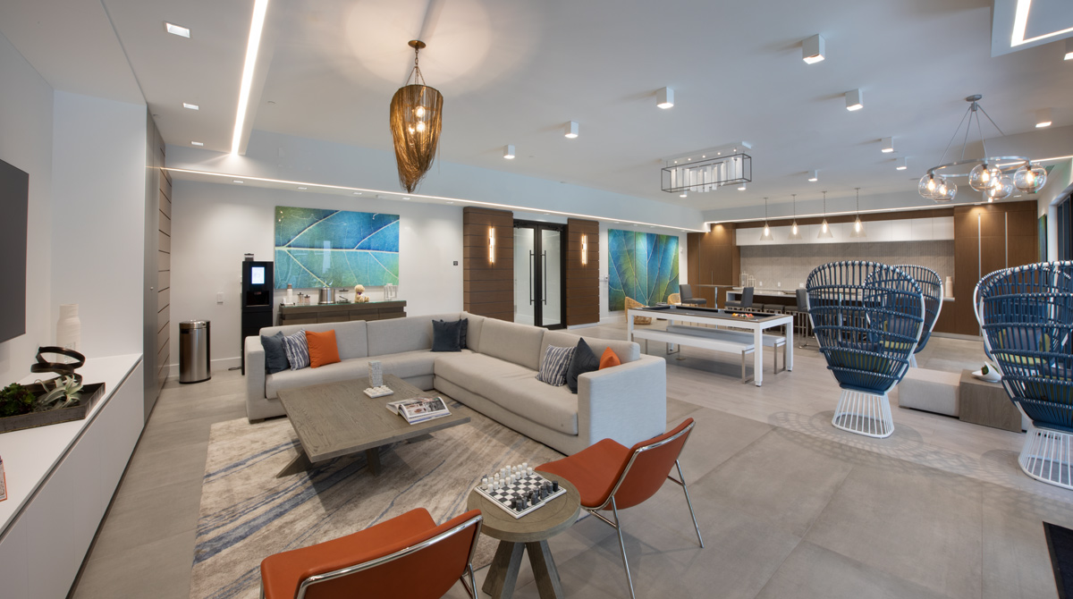 Interior design clubroom view of the Sanctuary Doral FL Luxury Rental.