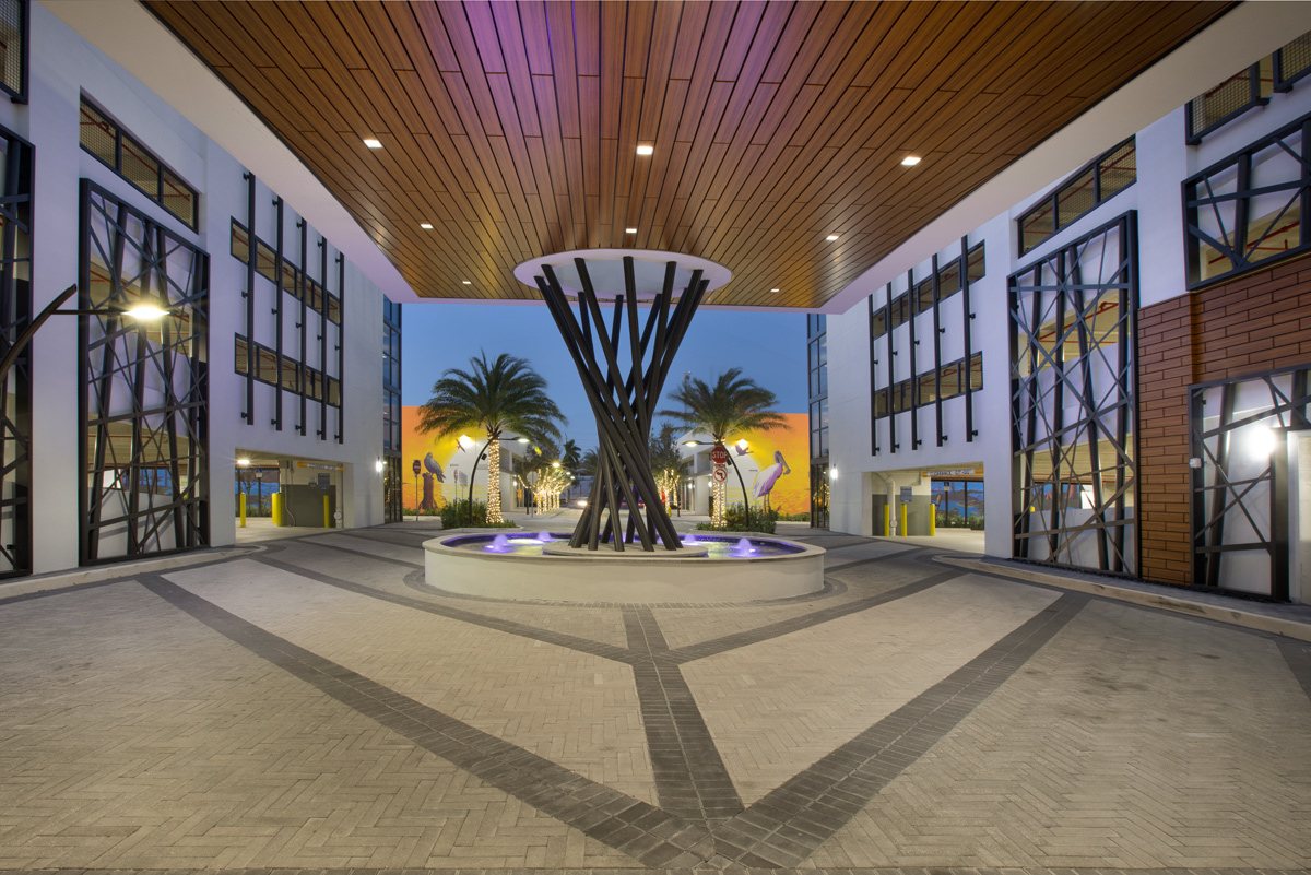 Dusk entrance view of the Sanctuary Doral FL Luxury Rental.
