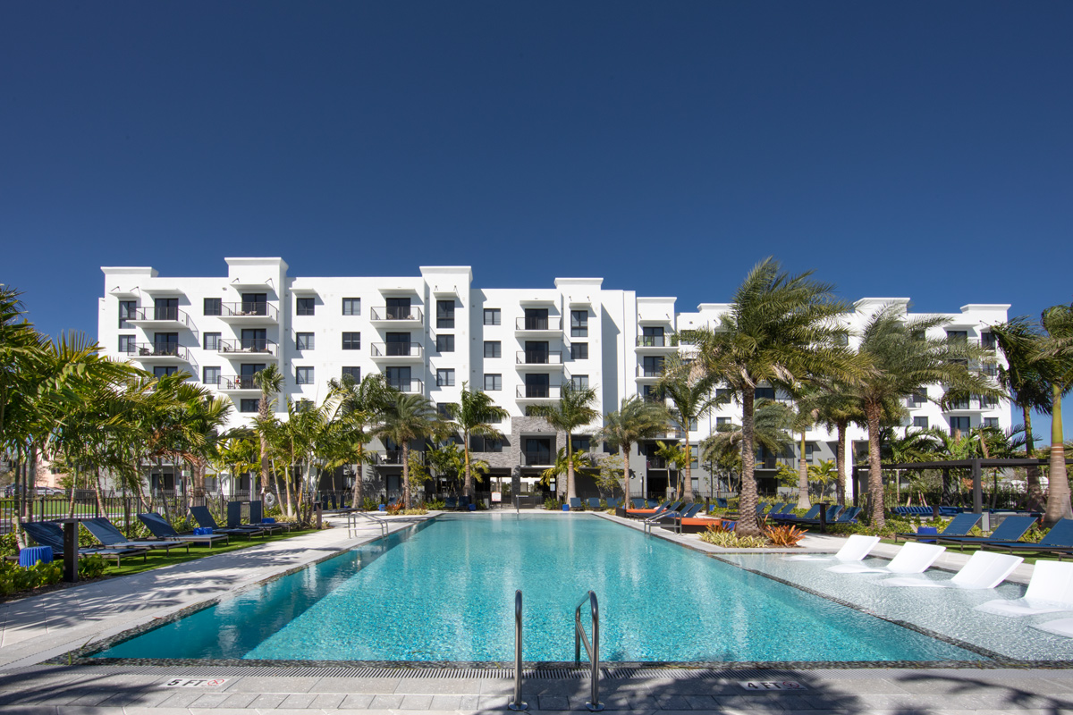 Pool view of the Sanctuary Doral FL Luxury Rental.
