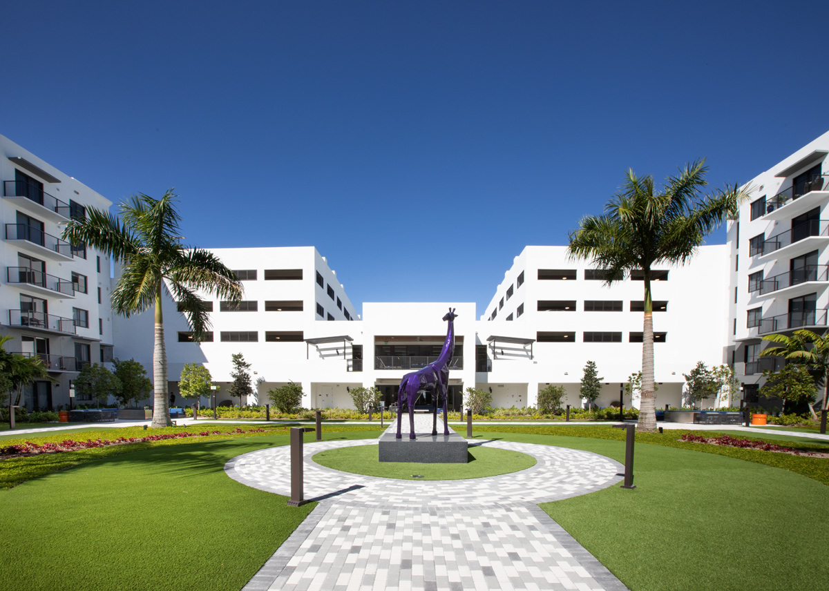 Courtyard view of the Sanctuary Doral FL Luxury Rental.