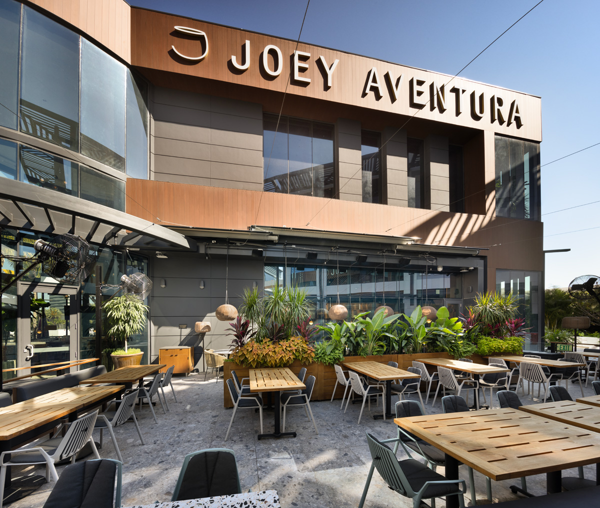 Architectural and interior design views of Joey Restaurant Chain - Aventura, FL