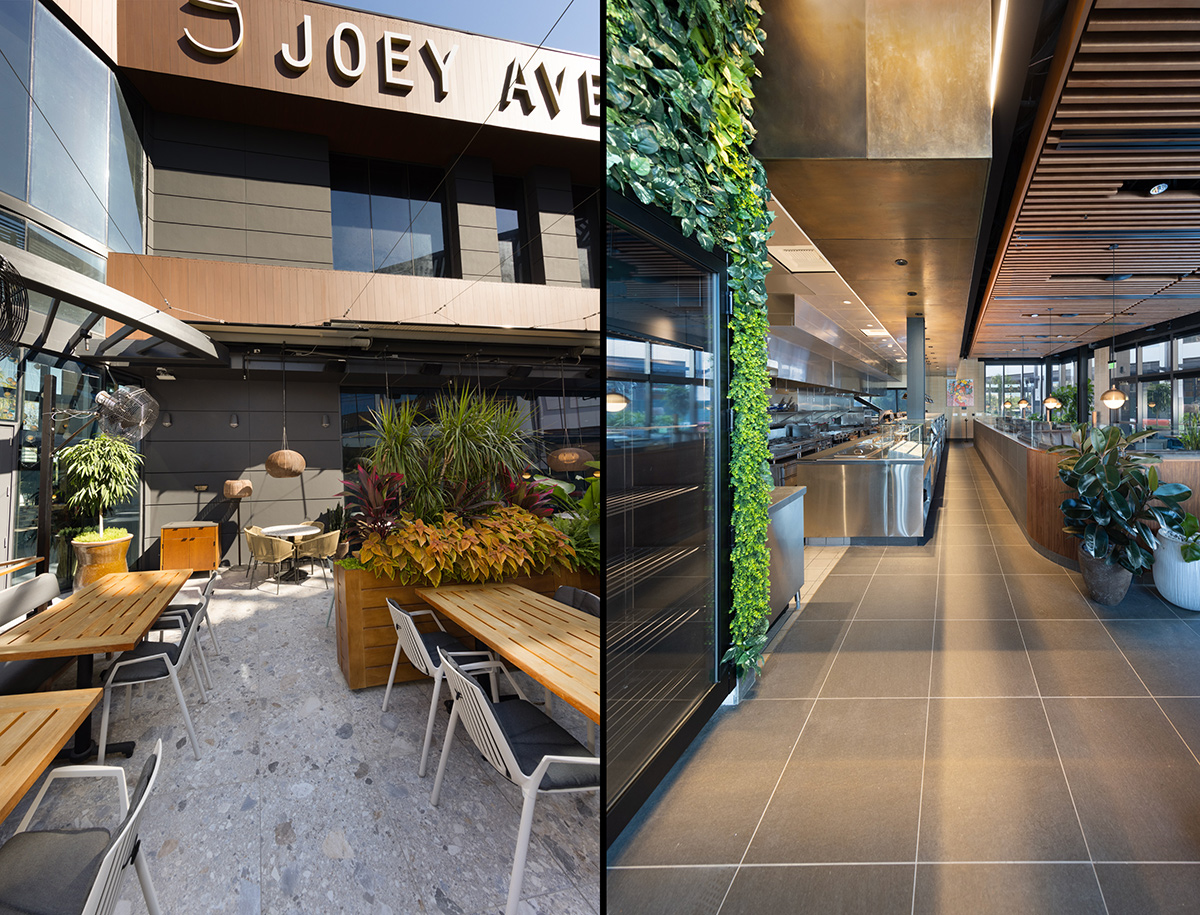 Architectural and interior design views of Joey Restaurant Chain - Aventura, FL