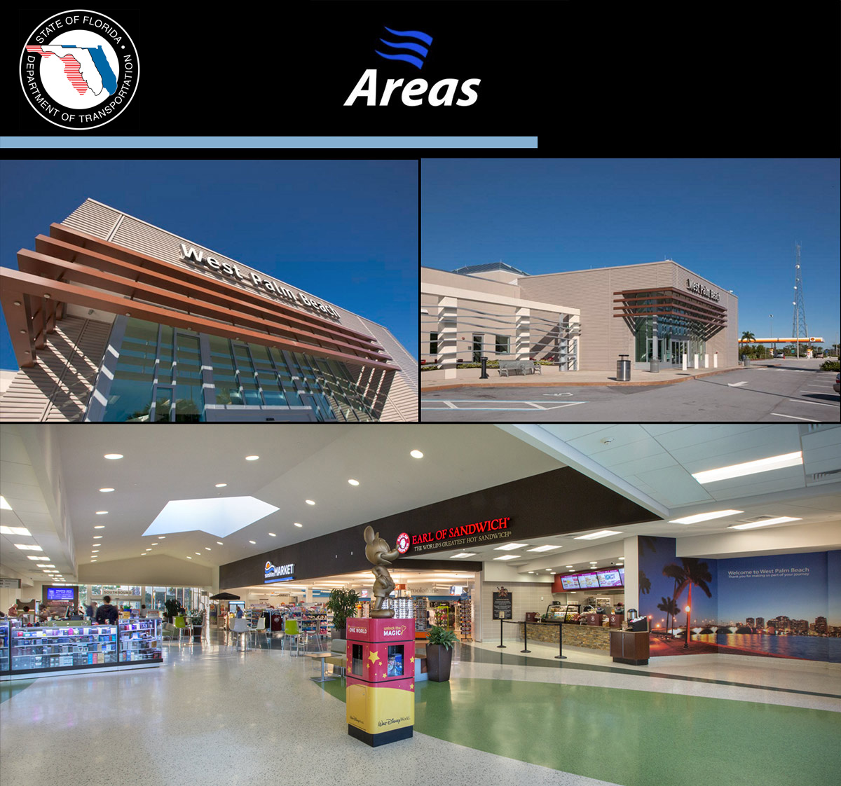 Architectural and interior design views of West Palm Beach FL Service Plaza