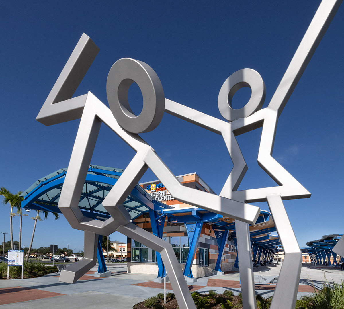 Metal sculpture at the Lauderhill Transit Center in Lauderhill, FL
