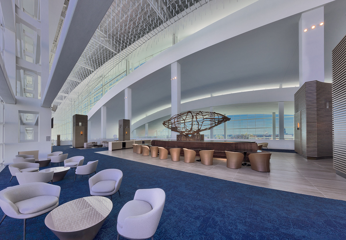 Interior design vip lounge view of the Norwegian Cruise Lines Terminal B Port Miami.