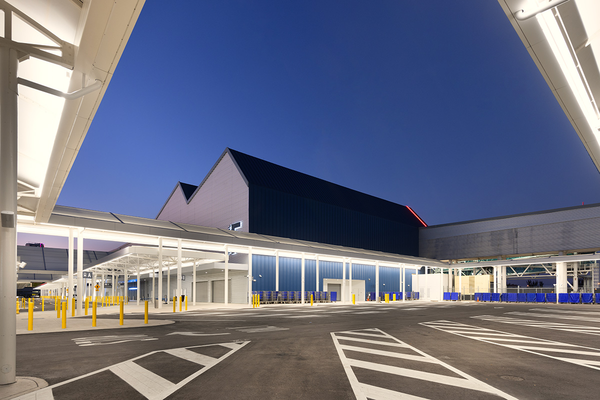 Architectural dusk view of Port Miami terminal F.