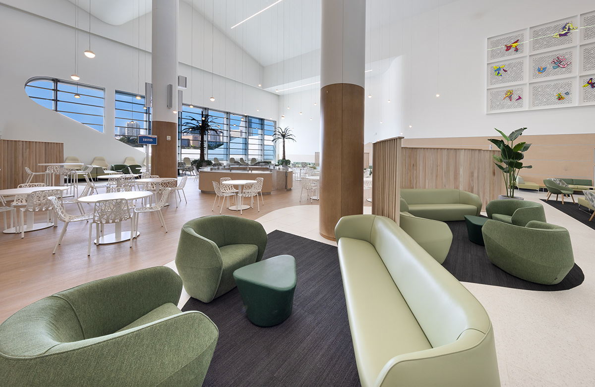 Interior design view of Port Miami terminal F vip lounge.