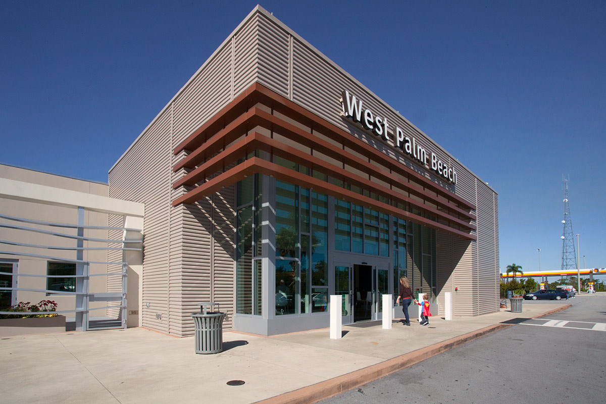 Architectural view of the West Palm Beach FL Service Plaza.